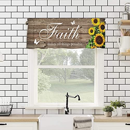 Sunflower Valance Curtain with Inspirational Quote