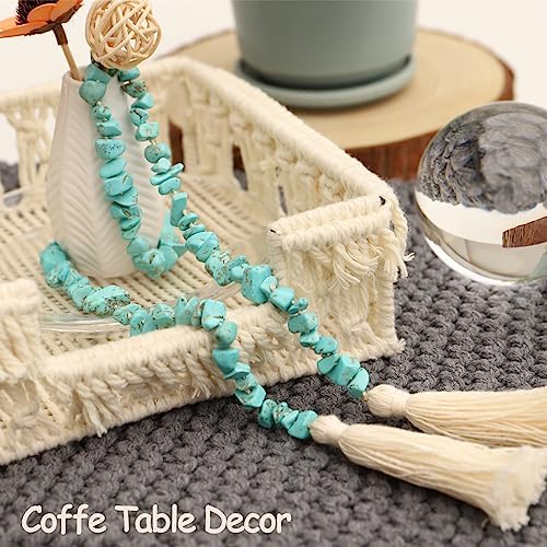 Natural Turquoise Gemstone Garland with Tassel 31 Inch Boho Decor