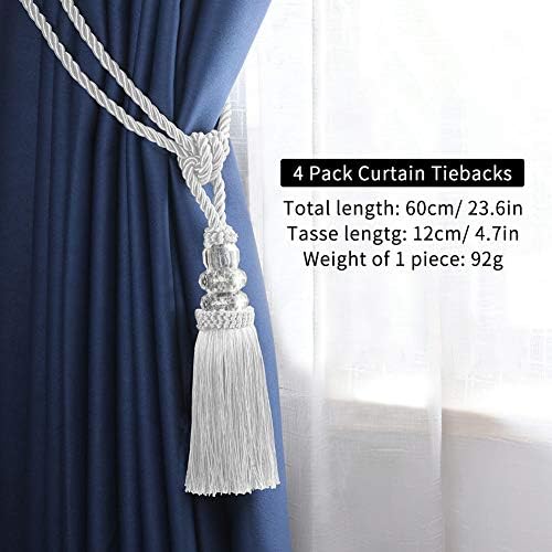BEL AVENIR 4 Pack Crystal Curtain Tiebacks