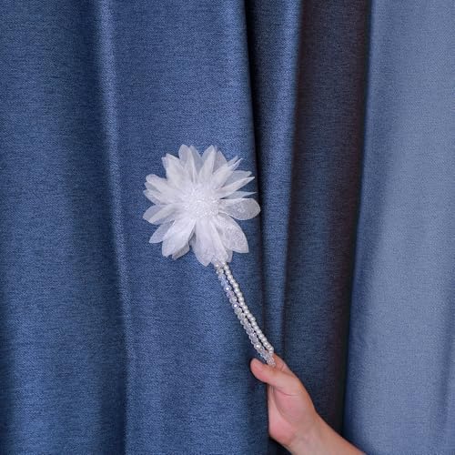 SUQ I OME 2 Pack Crystal Flower Magnetic Curtain Tieback Holdback