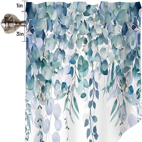 Green Eucalyptus Valance Curtain for Windows 28x36 Inch 2 Pack Set