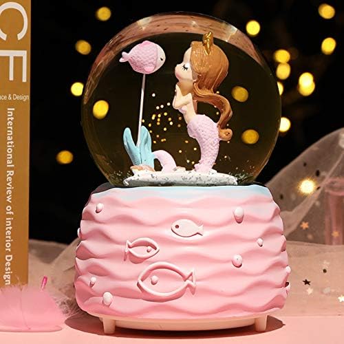 Mermaid Snow Globe with Music and LED Lights for Girls
