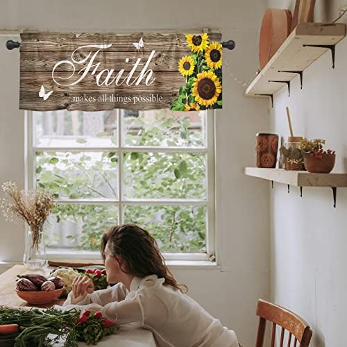 Sunflower Valance Curtain with Inspirational Quote