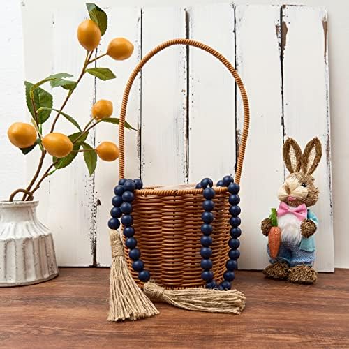OMISHE 59 Inch Wood Bead Garland with Tassels