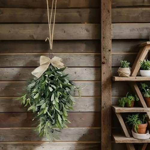 24 Inch Artificial Teardrop Olive Wreath with Bow