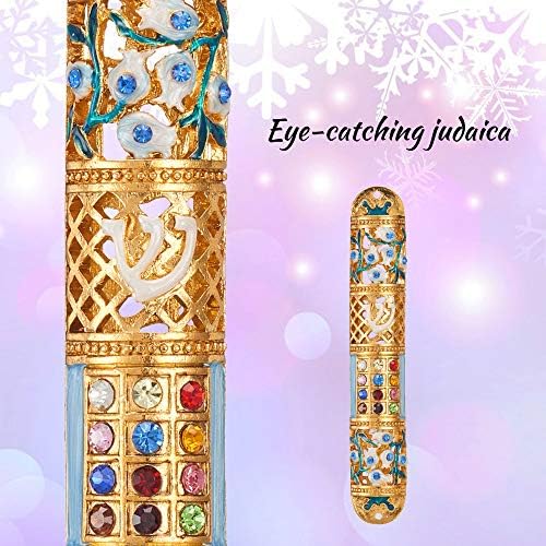 Matashi Hand Painted Enamel Mezuzah with Crystals and Gold Accents