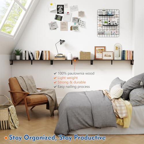 Harwaya Large Floating Book Shelves Set of 3 - Black