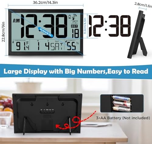 SZELAM Atomic Wall Clock with Digital Calendar and Indoor Climate Display