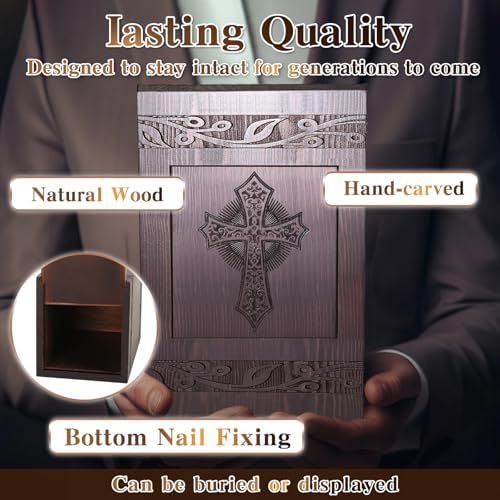 Handcrafted Cremation Urn with Carved Cross