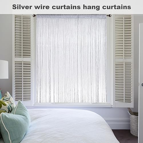 Eioflia Beaded Door Curtain 79x39 Inch Grey
