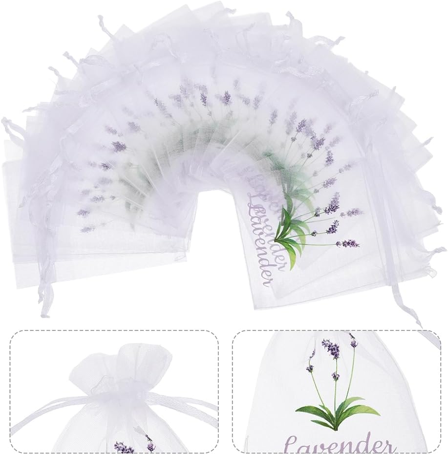 LUOZZY 50 Pcs Drawstring Mesh Sachet Bags White