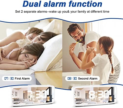 VAUNO Small Digital Alarm Clock with Dimmer and Dual Alarms