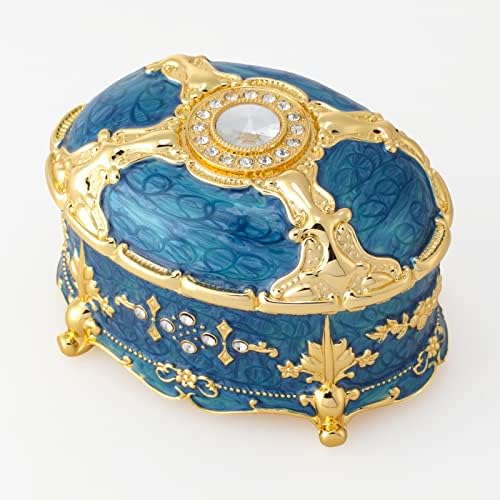 ROSIKING Oval Embossed Alloy Music Box with I Will Always Love You Tune
