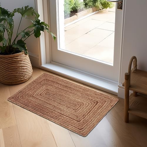 COTTON CRAFT Jute Rug - 22x34 Natural Braided Reversible