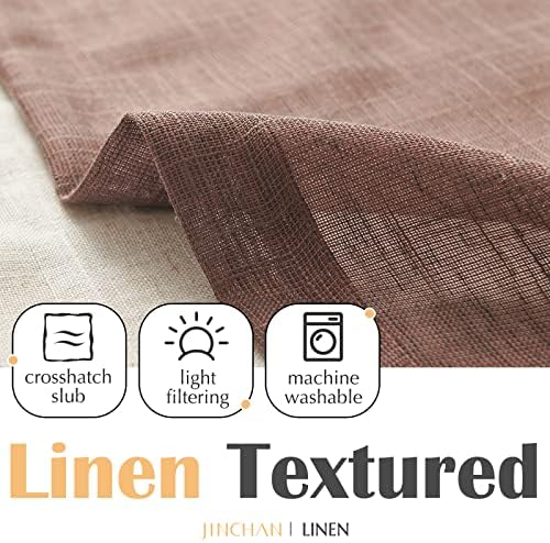 Jinchan Double Layer Linen Valance for Farmhouse Windows