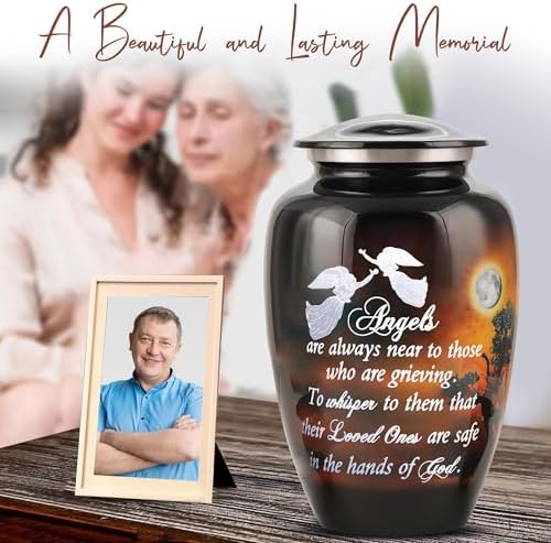 Handcrafted Large Urn for Ashes with Angel Quote