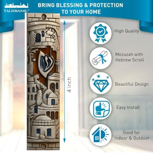 Talisman4u Silver Enamel Mezuzah Case 4 Inch