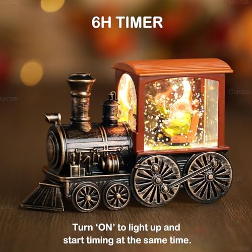 Gorrzai Fall Snow Globe Lantern with Gnome Train Decor