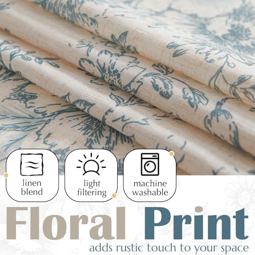 Jinchan Linen Floral Valance Double Layer 16 Inch
