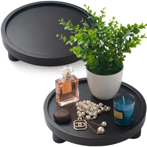 DEAMACE 2 Pcs Black Round Wood Riser for Display