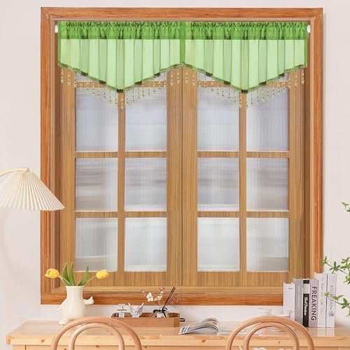 VOGOL Cyan Green Valance Curtains 52x18 Inches 1 Pack