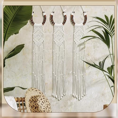 Wonderjune 3 Pcs Equestrian Macrame Wall Hanging