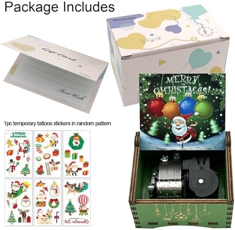 Pursuestar Green Wind Up Music Box - We Wish You a Merry Christmas