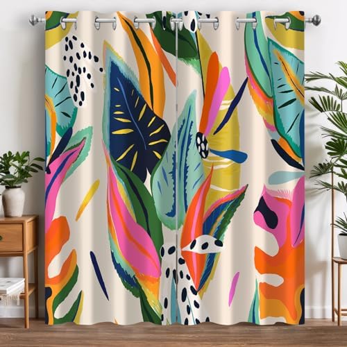 Colorful Blackout Curtains with Grommets 2 Panel Set