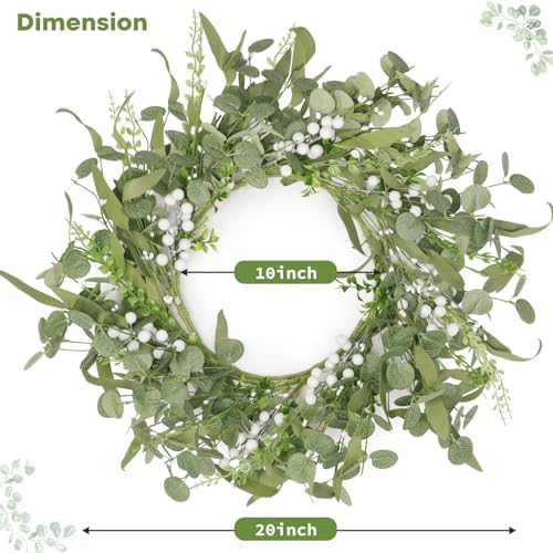 Artificial Eucalyptus Wreath 20 Inch Front Door Decor
