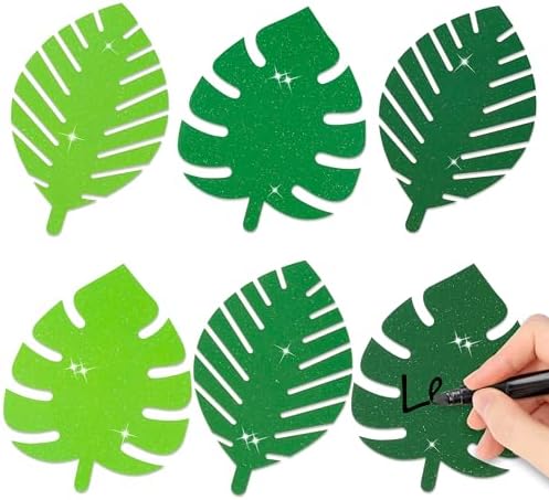 Palm Leaf Glitter Cutouts - 100pcs Tropical Decor Accents