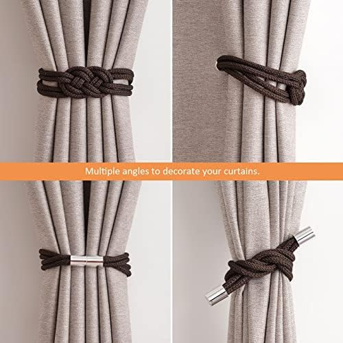 NICEEC 2 Pack Magnetic Curtain Tiebacks Coffee