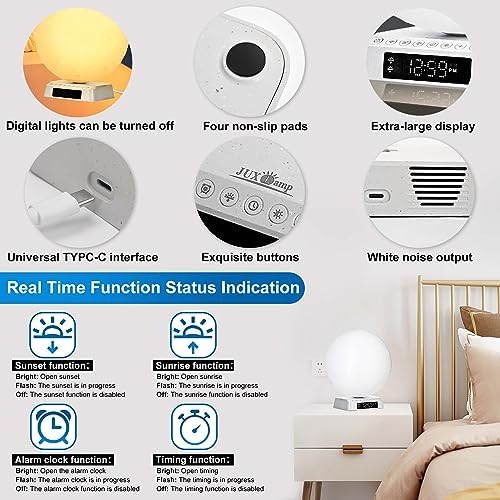 Moon Clock Light Alarm Clock with Sunrise and White Noise