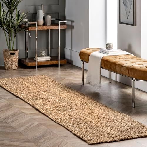 nuLOOM Ashli Solid Jute Runner Rug 26 x 6 Natural