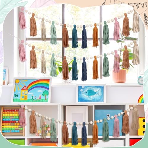 Zeyune 3 Pcs Boho Tassel Garland Wall Decor