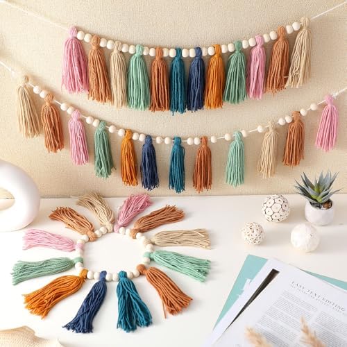 Zeyune 3 Pcs Boho Tassel Garland Wall Decor