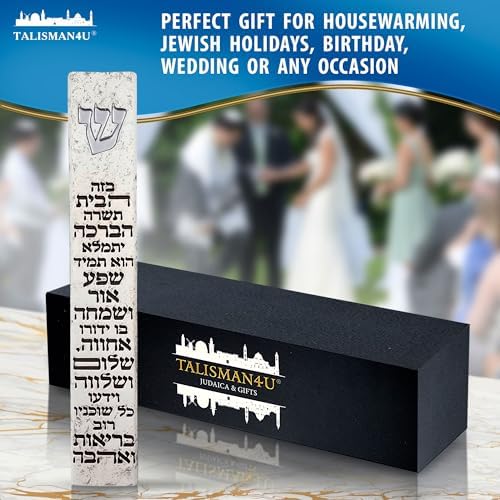 Talisman4u Modern Marble Mezuzah Case with Scroll