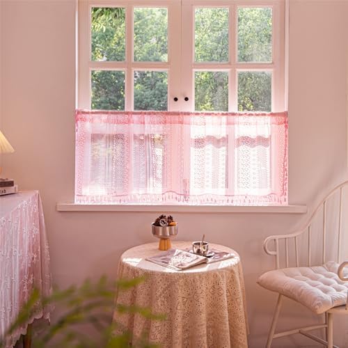 Deeprove Pink Boho Valance Curtain 18 Inch Length