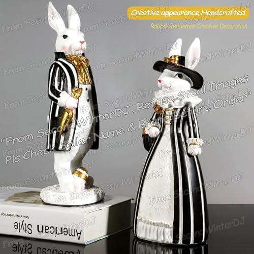 Rabbit Gentleman Decor Black Resin Figurine