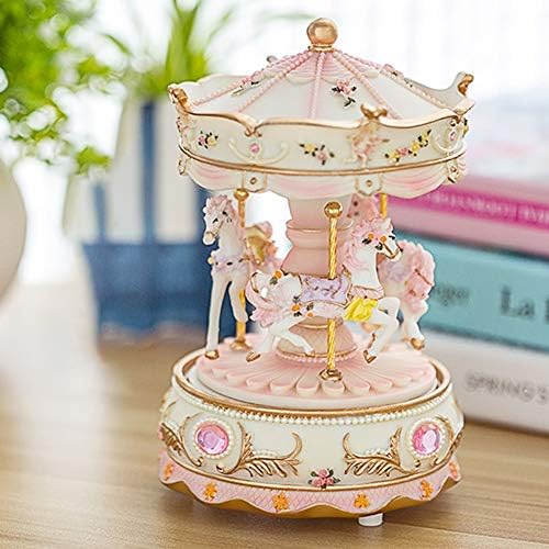 3-Horse Carousel Music Box with LED Lights