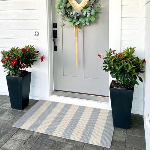 OJIA 24x36 Entry Rug Striped Indoor Outdoor