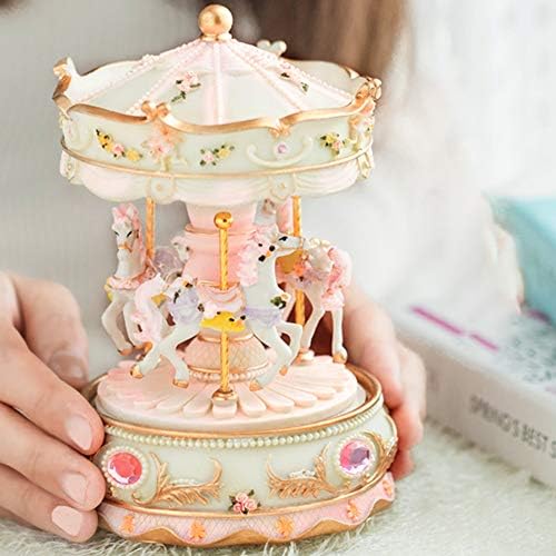 3-Horse Carousel Music Box with LED Lights