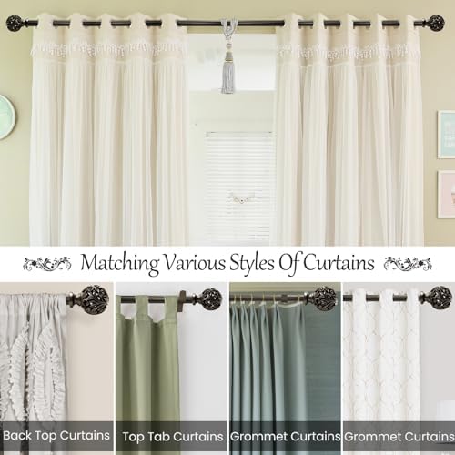 Bronze Curtain Rods 18-45 Inches with Decorative Finials