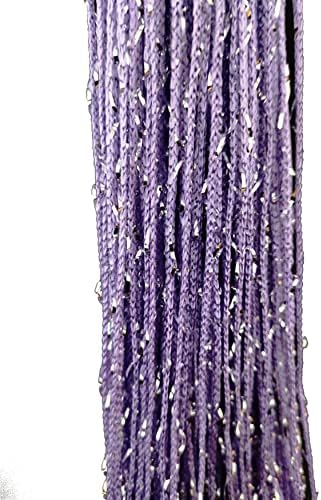 Beaded Curtain Panel with Tassels for Doorway Purple