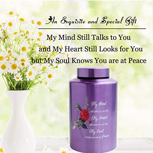 200 lbs Capacity Elegant Black Urn with Rose Design and Velvet Bag