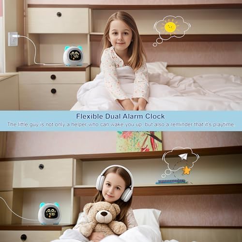 Aurora Blue Cat Ear Alarm Clock for Kids