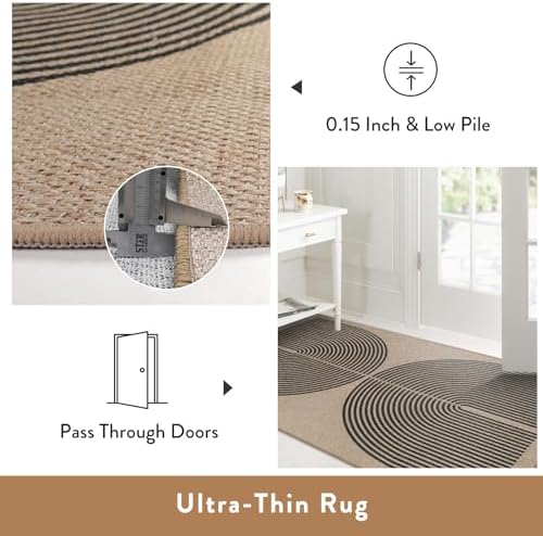 Lahome Modern Rainbow Jute Outdoor Runner Rug 2x6