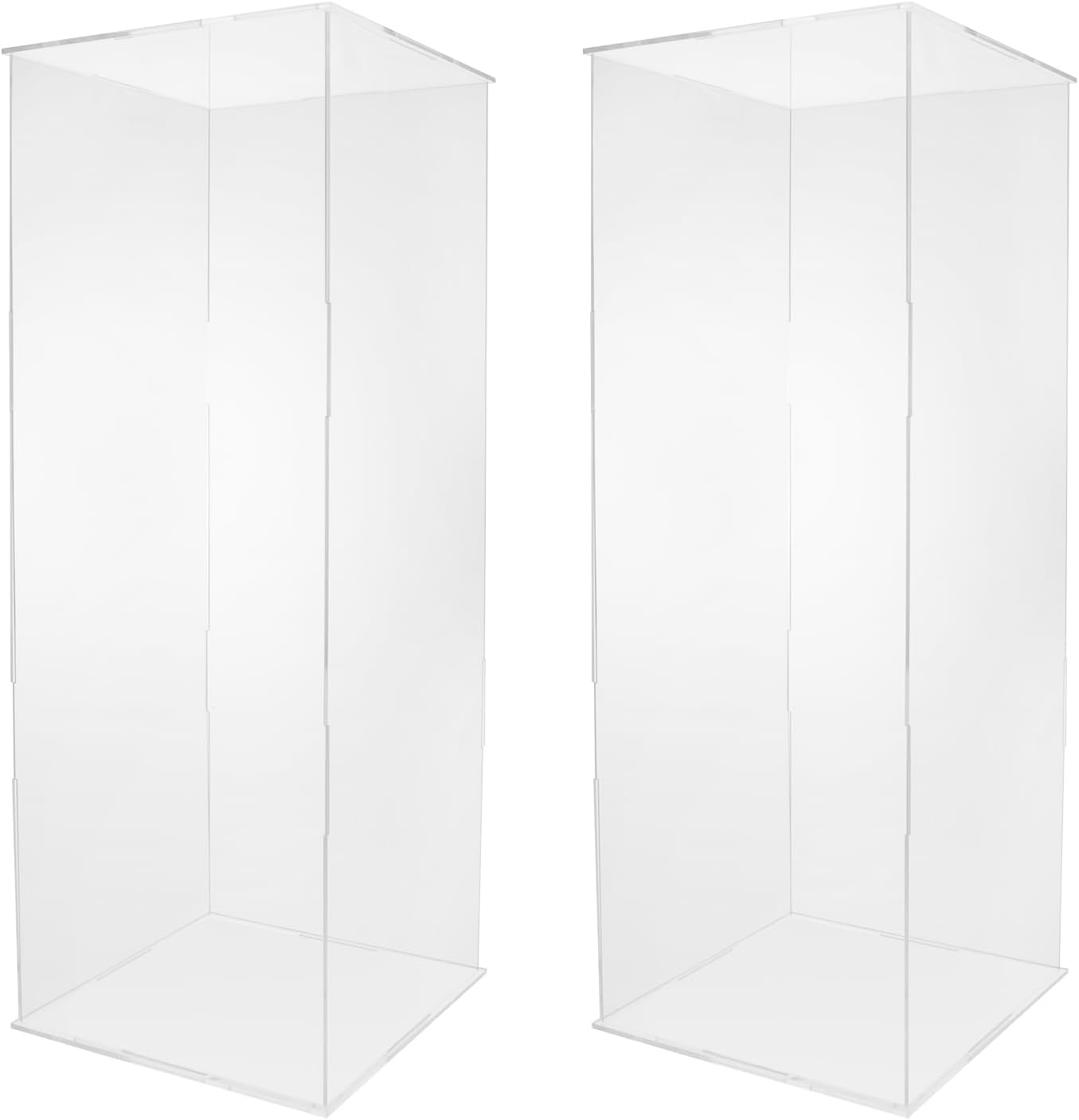 2PCS Acrylic Display Cube Pedestal Clear Flower Stand Tall Art Sculpture Riser