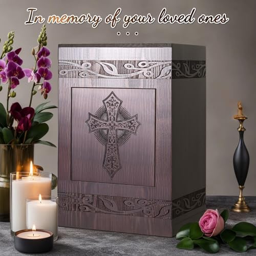 Handcrafted Cremation Urn with Carved Cross