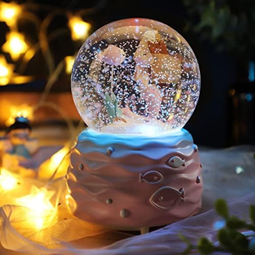Mermaid Snow Globe with Music and LED Lights for Girls