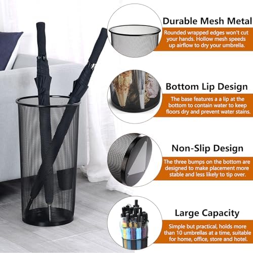 Youeon 2 Pack Black Metal Mesh Umbrella Stand